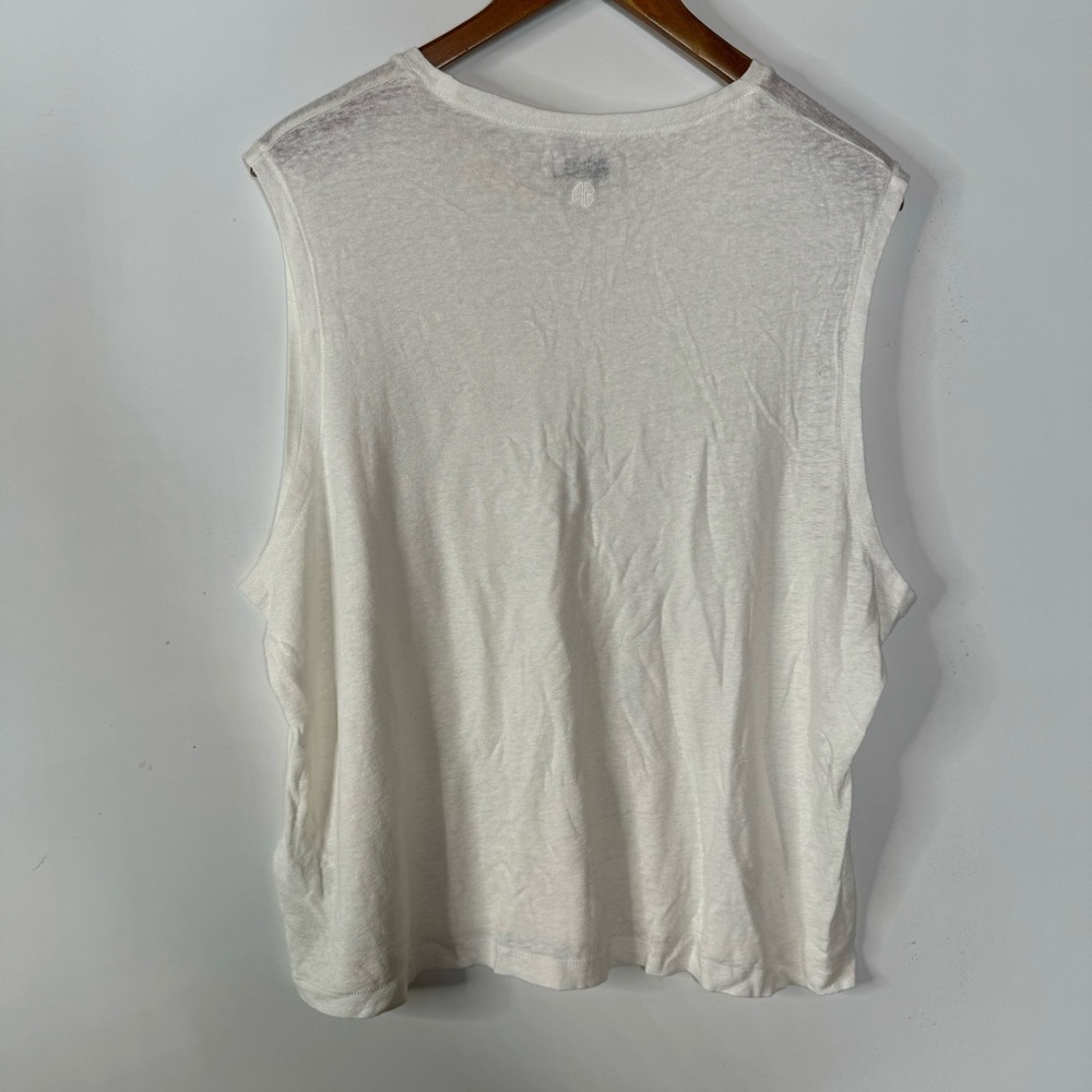 ANINE BING Issac Tee in White Linen Blend Size Large - Picture 4 of 7